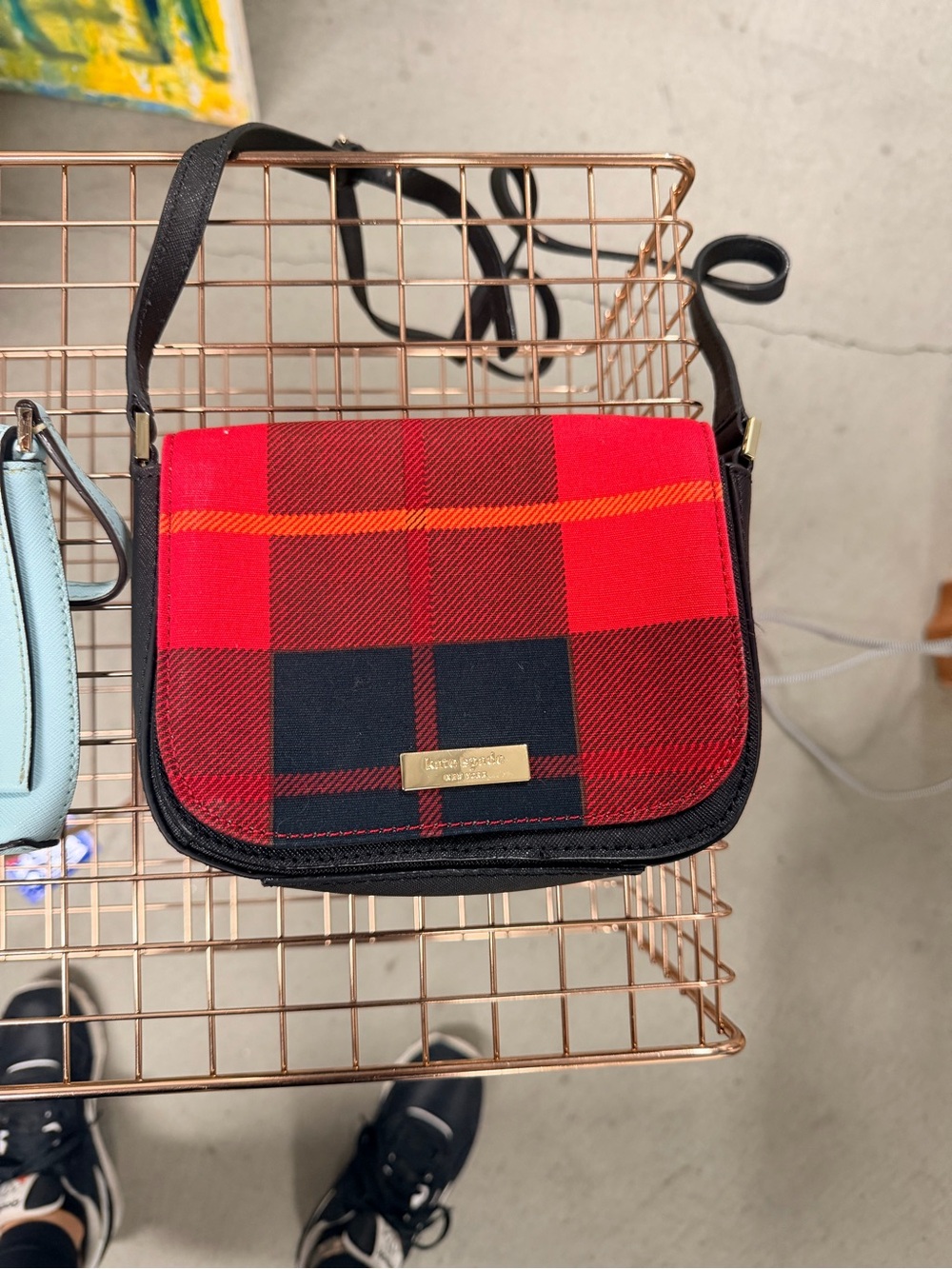 kate spade Red and Black Plaid Crossbody Bag